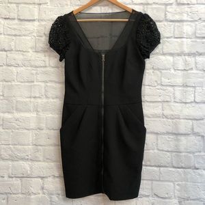 Little Black Dress zipper front, sheer, lace sz 8